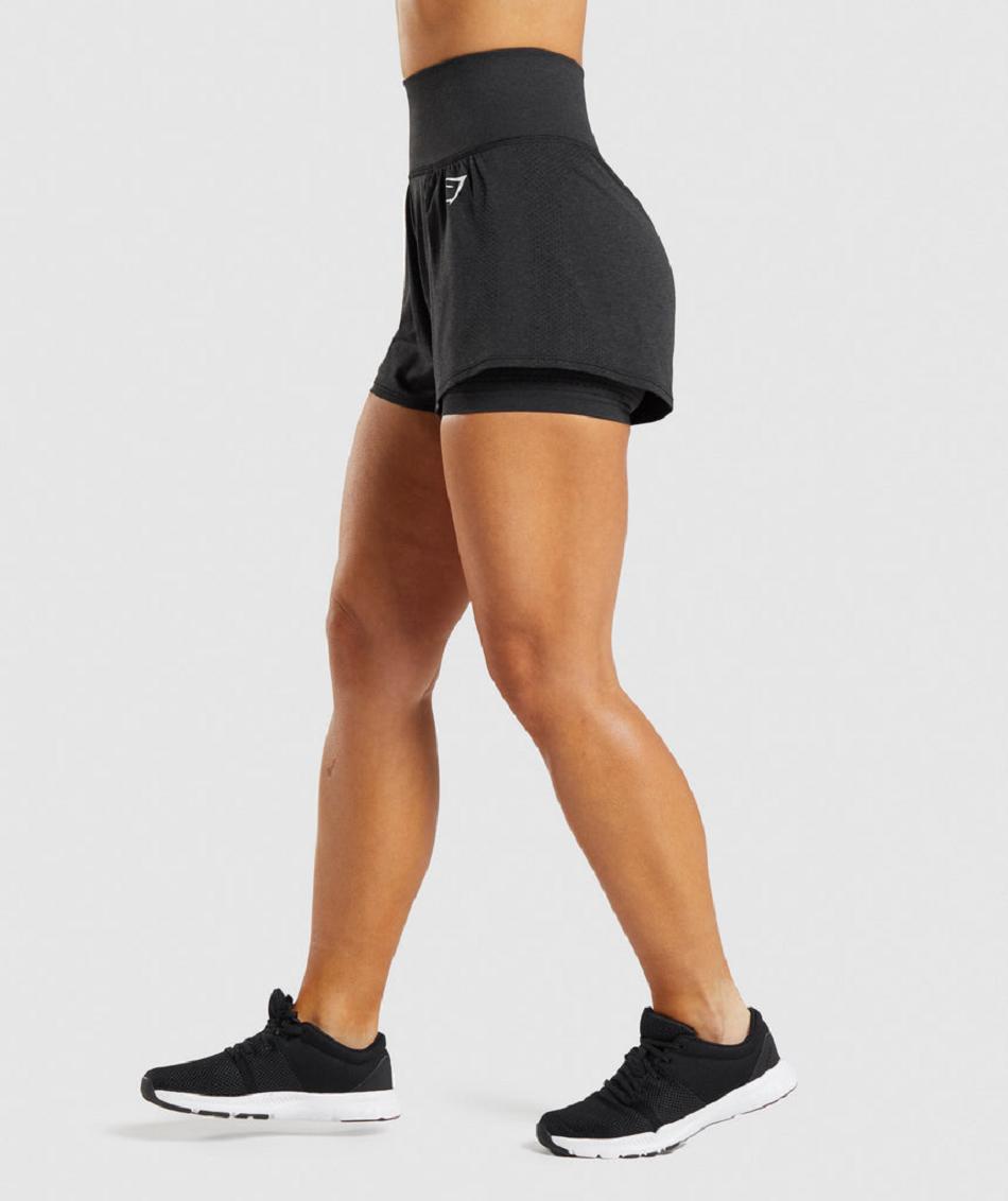 Pantalones Cortos Gymshark Vital Seamless 2.0 2-in-1 Mujer Negras | CO 2802RVD